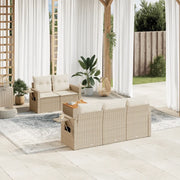 Set Divano da Giardino 6 pz con Cuscini Beige in Polyrattan 3256779