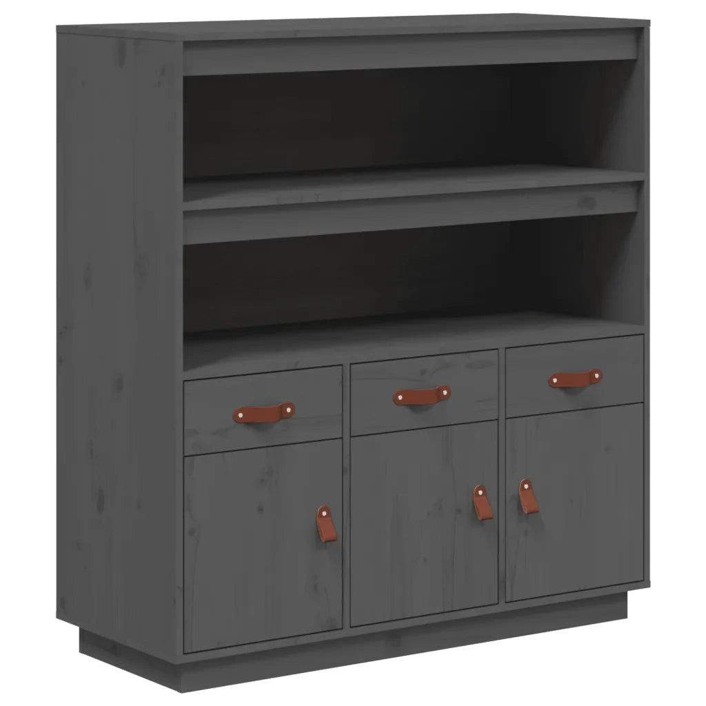 Credenza Grigia 100x40x108,5 cm in Legno Massello di Pino 820164