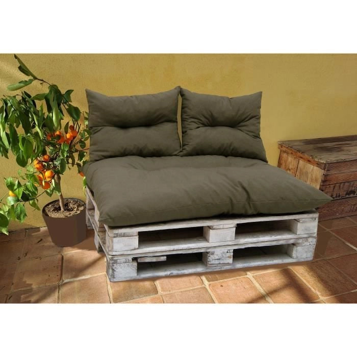 Kit pallet classico - tortora - materasso + 2 cuscini schienale - JARDIN PRIVE