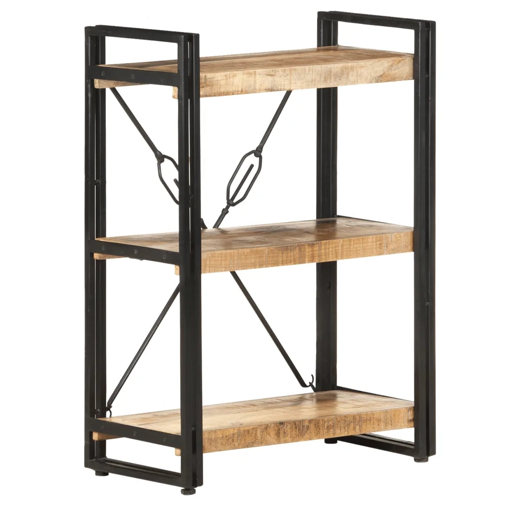 Libreria a 3 Ripiani-Scaffale per Libri-Mobile di Stoccaggio 60x30x80 cm in Legno Massello di Mango