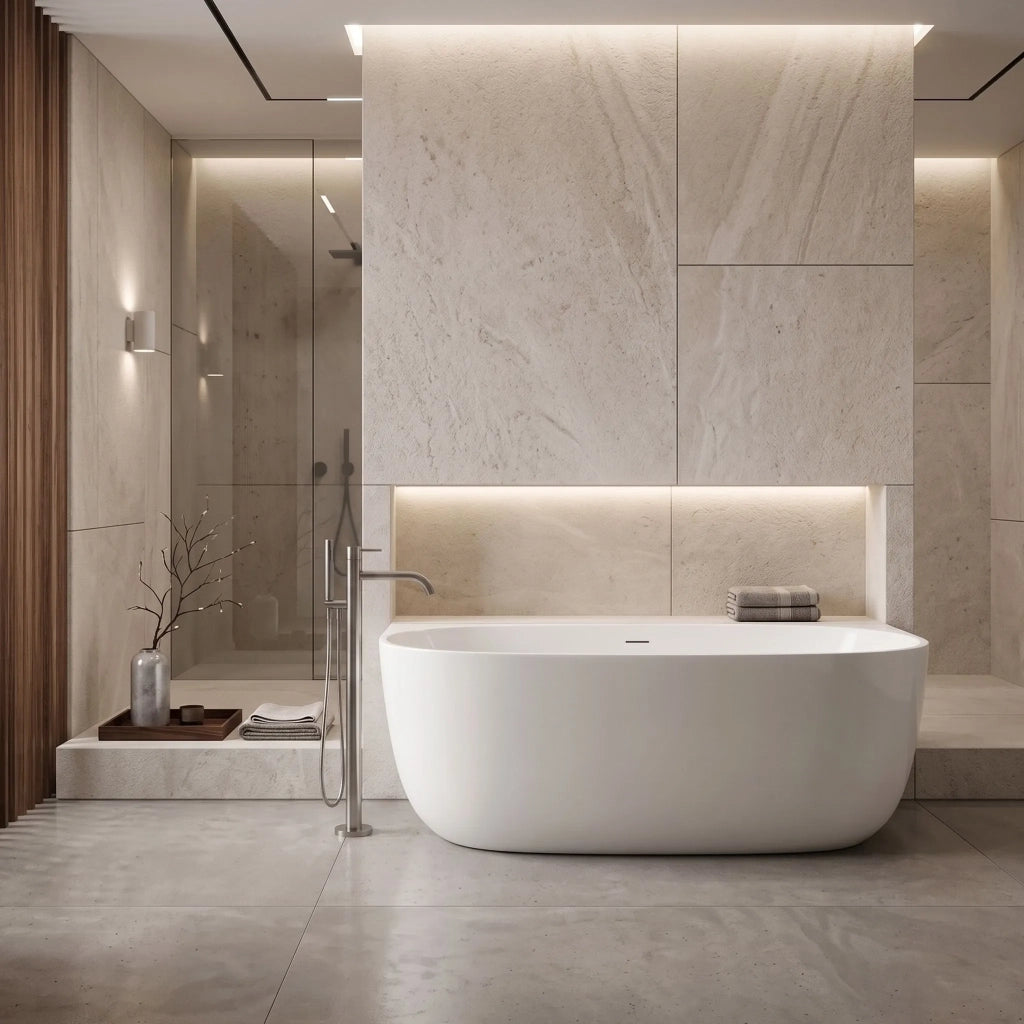 Vasca Bagno A Parete Rea Eris 160cm Copritappo bianco