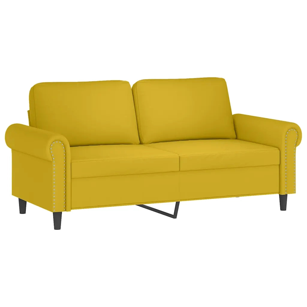 Divano a 2 Posti con Cuscini Giallo 140 cm in Velluto