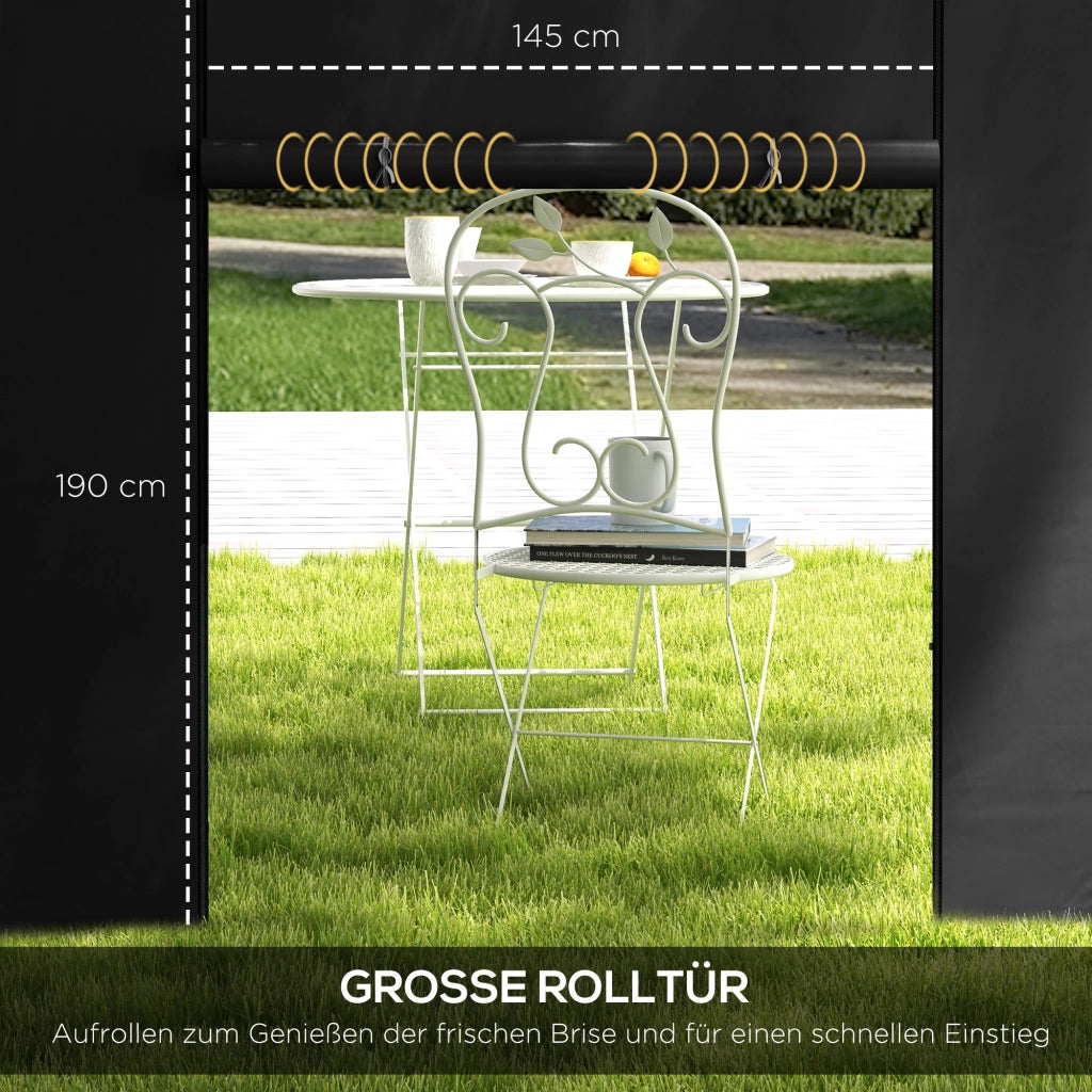 Pareti laterali per gazebo 3x3m 3x6m ¨C zephmum ¨C Oxford nero con finestra e porta
