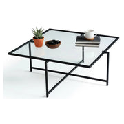 Mascate, Tavolino da Salotto Resistente All'appannamento, 85x85x35h cm Nero