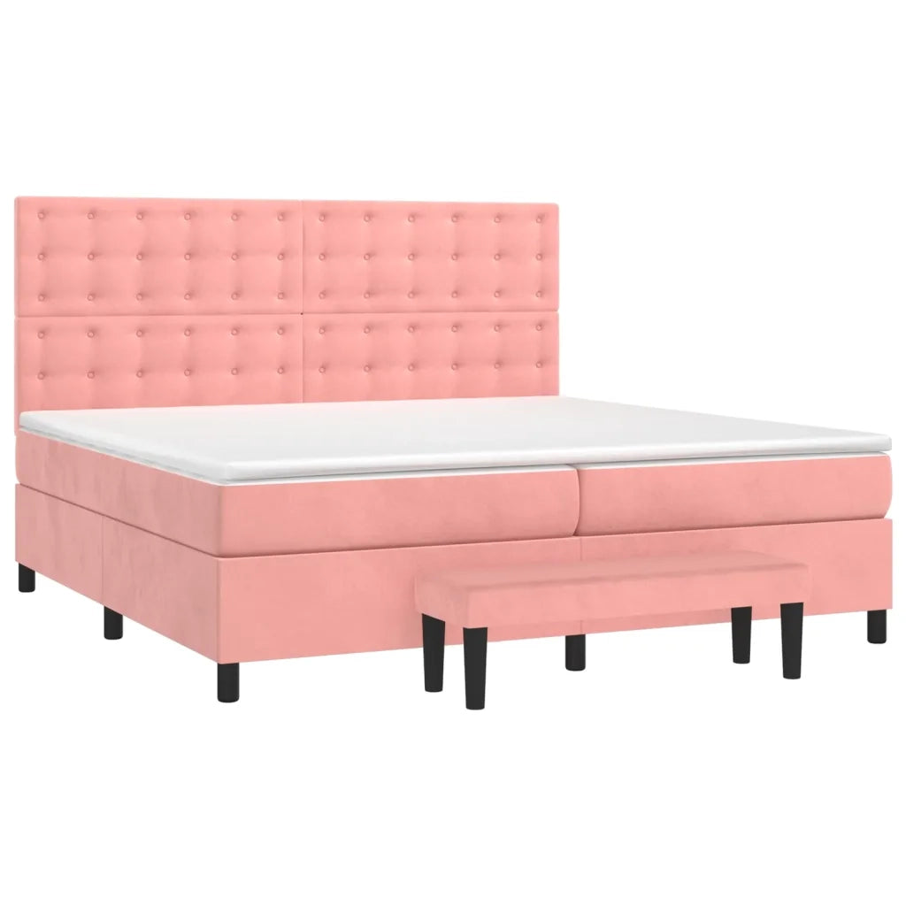 Giroletto a Molle con Materasso Rosa 200x200 cm in Velluto 3138108