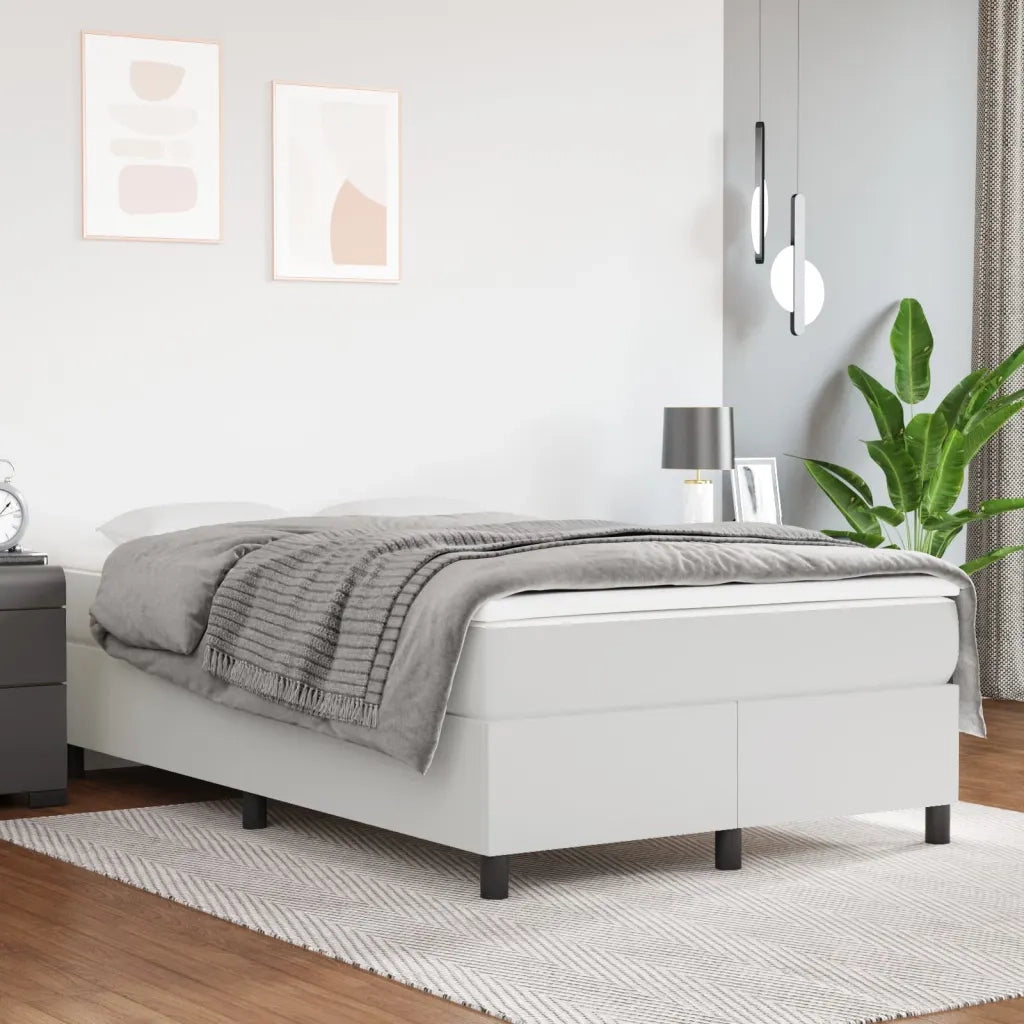 Struttura Letto a Rete a Molle-Giroletto Bianco 120x200 cm in Similpelle 350186