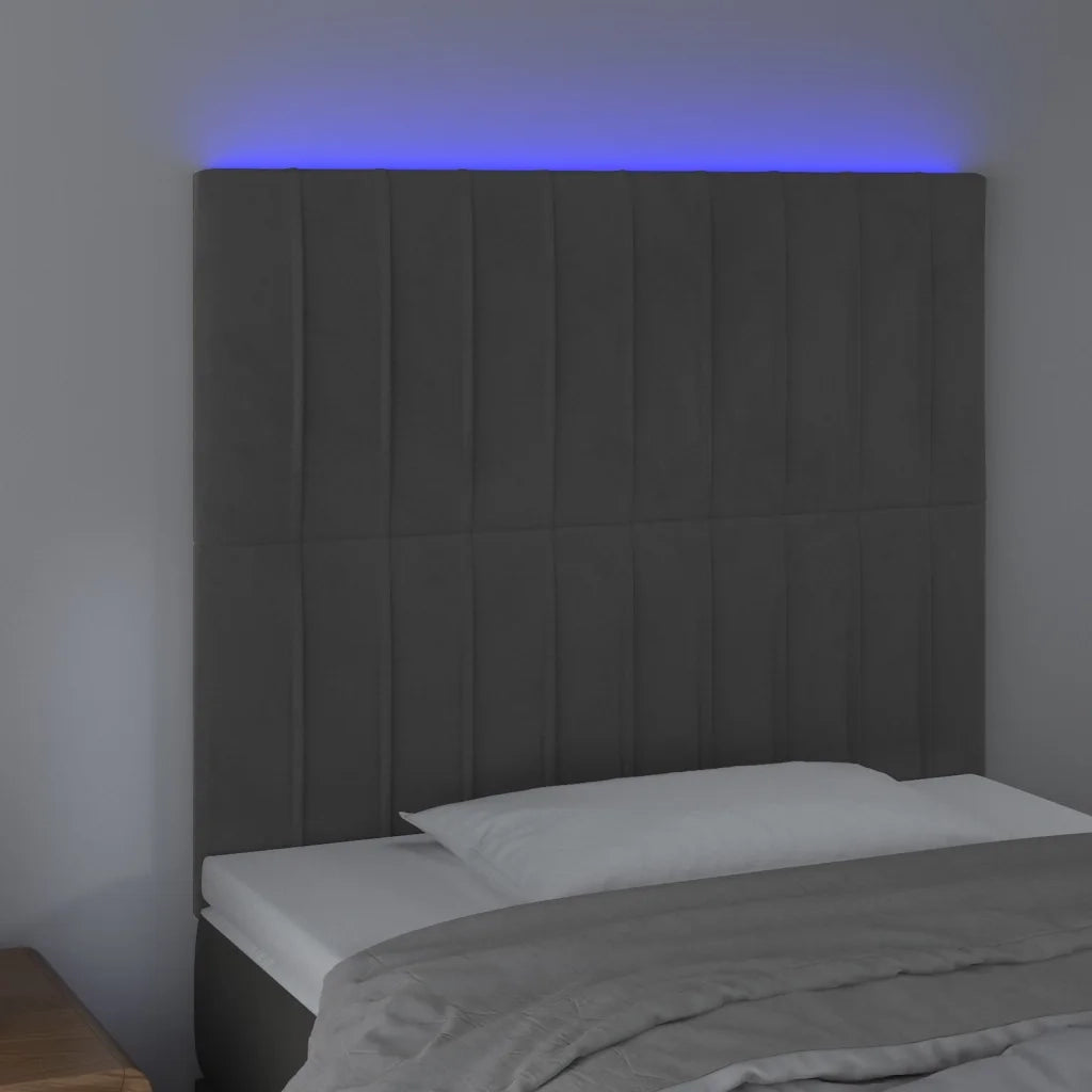 Testiera | Testata a LED GrigioScuro 100x5x118/128cm in Velluto