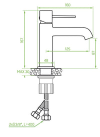 Batteria lavabo da appoggio con tappo click-clack – design moderno, finitura oro spazzolato