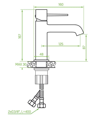 Batteria lavabo da appoggio con tappo click-clack – design moderno, finitura oro spazzolato