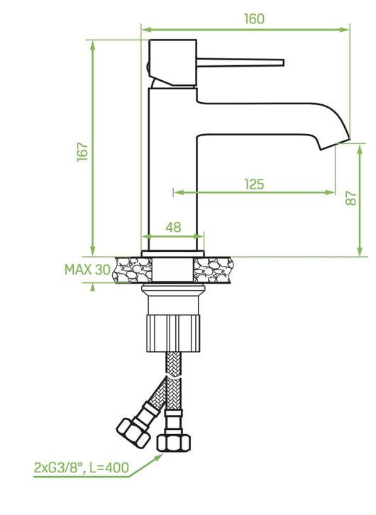Batteria lavabo da appoggio con tappo click-clack – design moderno, finitura oro spazzolato