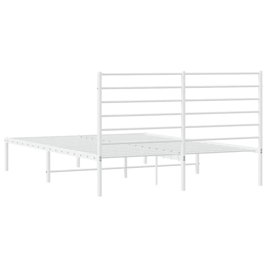 Giroletto con Testiera-Struttura Letto con testiera Metallo Bianco 160x200 cm 146300