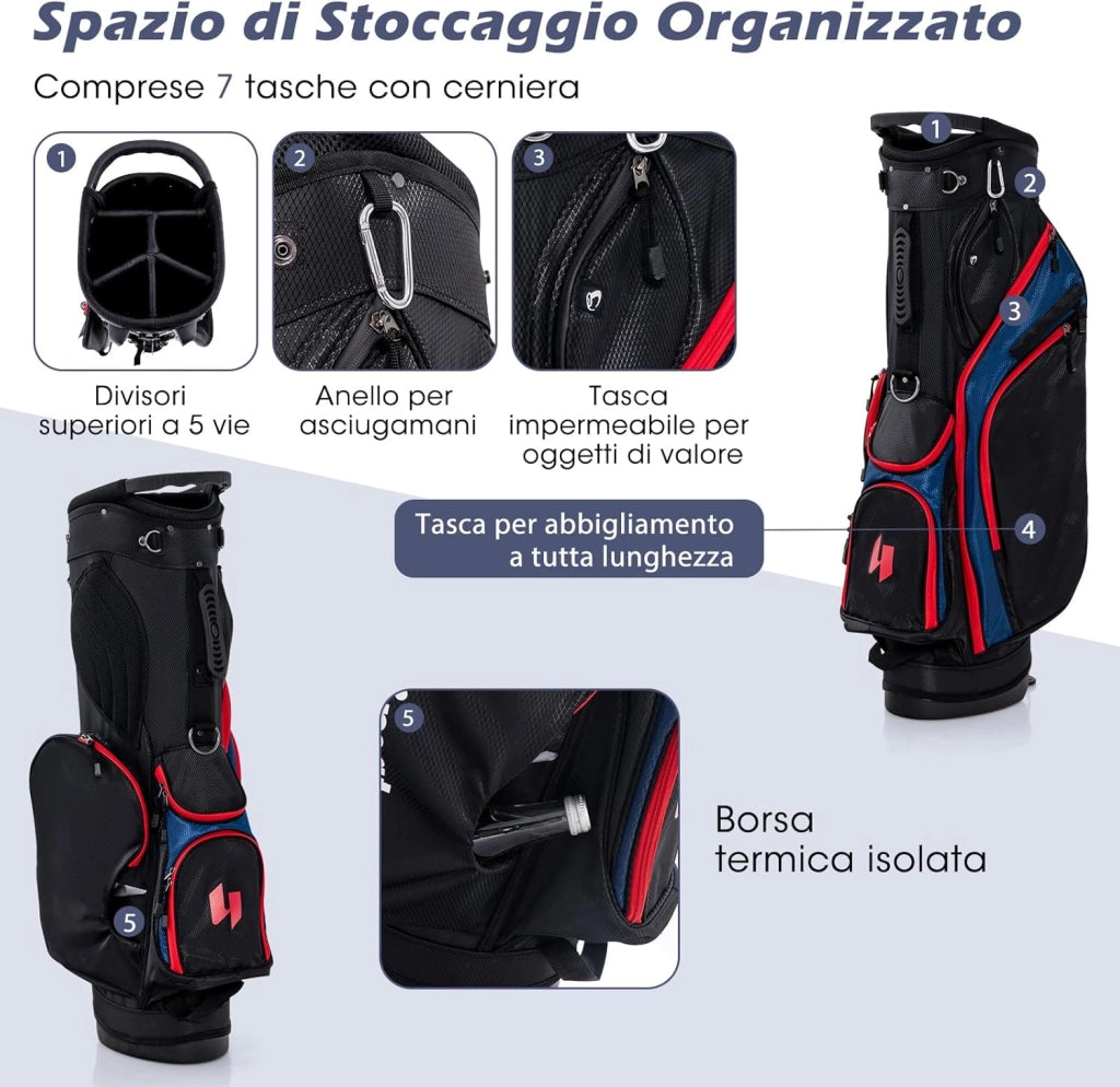 Set Completo di Mazze da Golf per Uomo, Include Driver 1 da 460CC, Fairway 3, Ibrido 5, Ferri 5, 6, 7, 8, 9, P e S, Putter e Borsa Portatile Leggera, Destrorso
