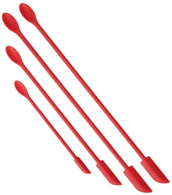 Set di spatole in silicone rosso – 4 pezzi – schiaccia miniature – schiaccia cibi per uso in cucina