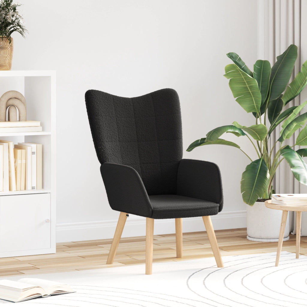 Sedia Rilassante  Nero in Tessuto Simile a Lana Ricci