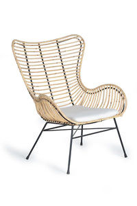 Set 2 sedie in rattan e metallo