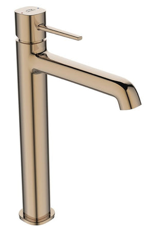 Batteria lavabo da appoggio – design elegante con leve sottili, aeratore regolabile, finitura dorata rosa