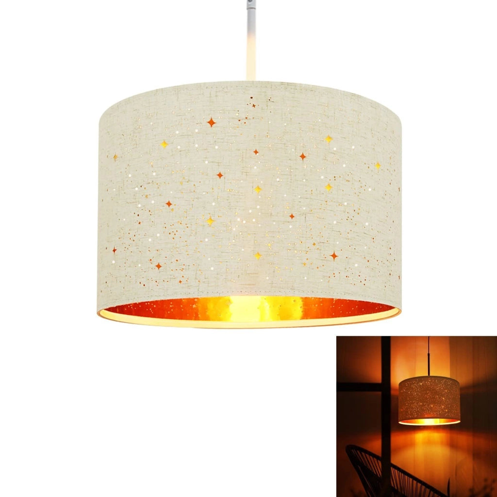 Lampada a sospensione ZMH metallo bianco 38cm E27 moderna paralume tessuto design base a stella senza lampadina