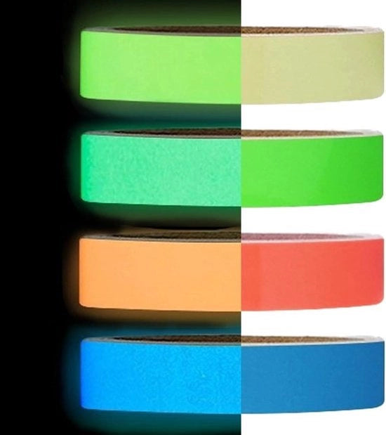 Tappetino luminescente adesivo per scale e muri - adesivo per scale e muri fluorescente - emette luce in oscurità - per uso interno ed esterno - verde - 4 pezzi x 1 cm