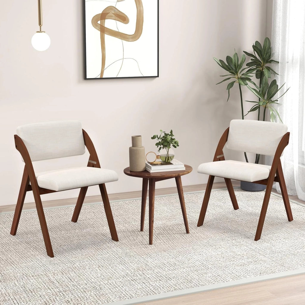 Set 2 Sedie da Pranzo, Sedia da Cucina Pieghevole con Gambe in Legno di Gomma, Sedile e Schienale Imbottiti, Sedia Portatile per Casa Ufficio Matrimonio, Portata 160 kg (Marrone)