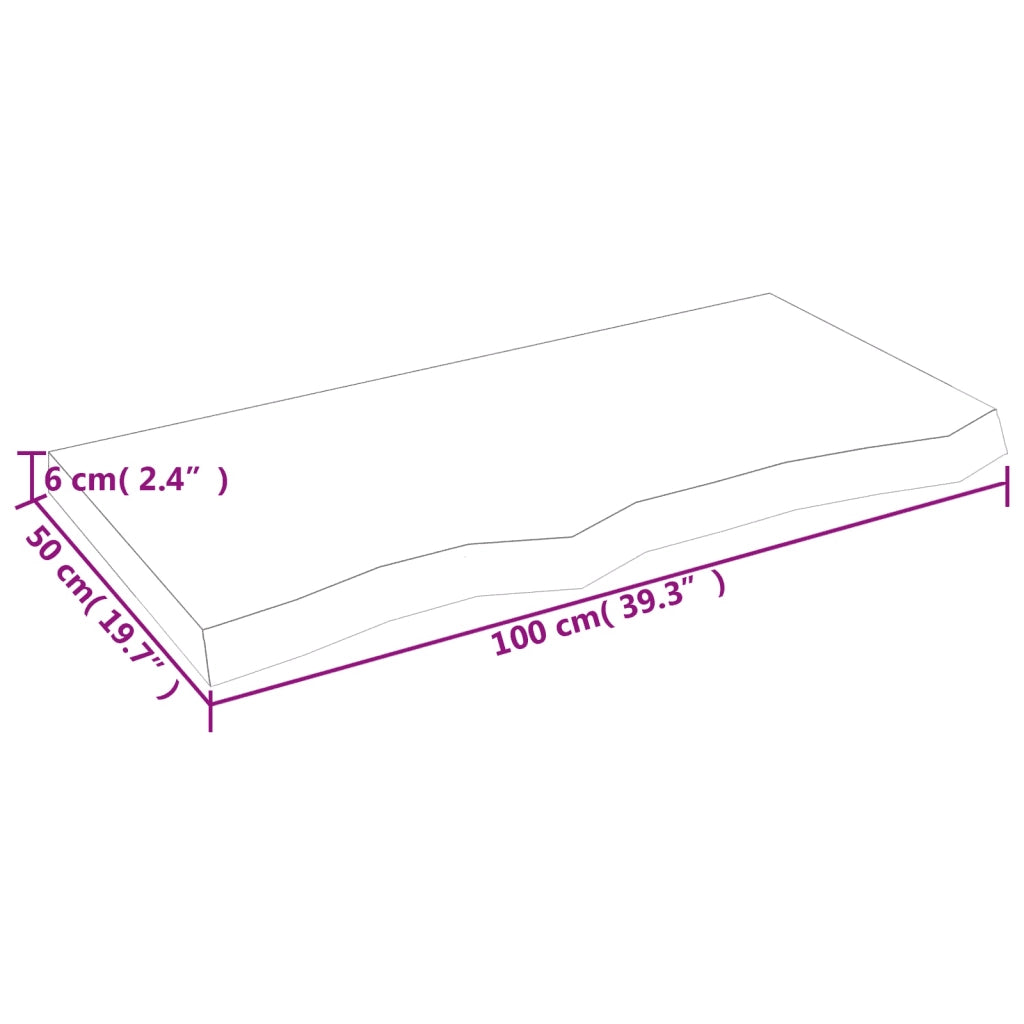 Piano Tavolo Marrone 100x50x(2-6) cm Massello Rovere Trattato 3156367