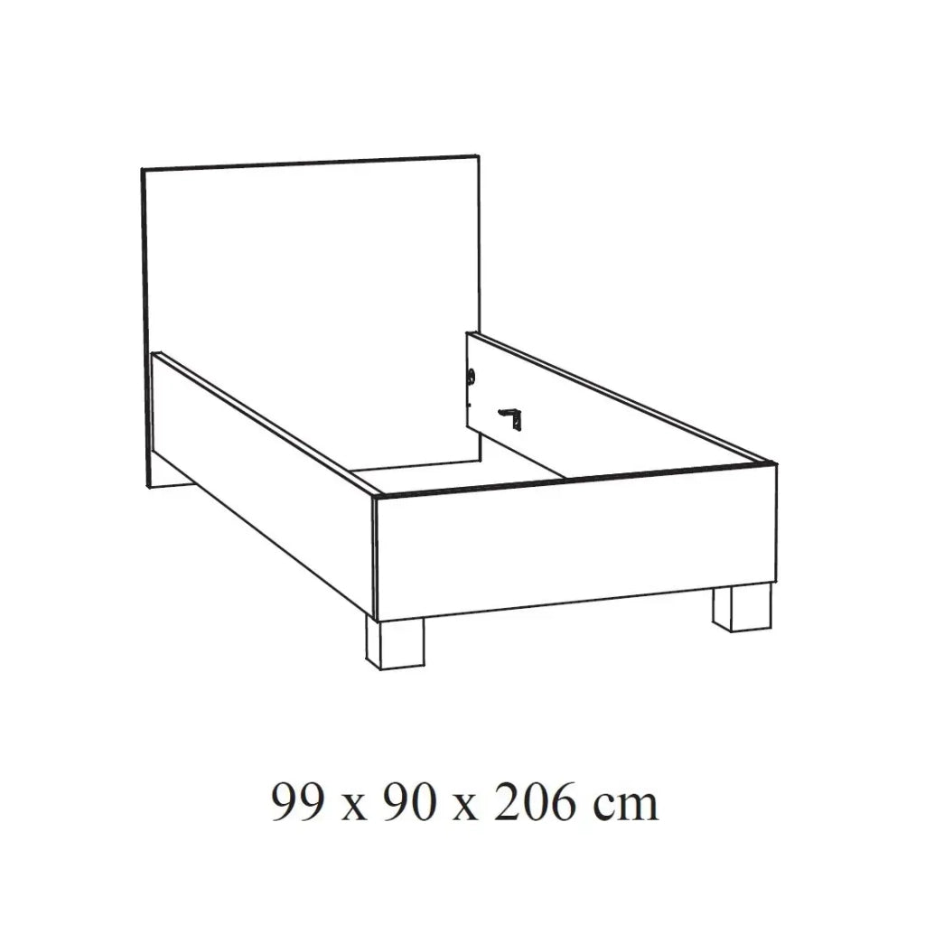 Letto per bambini robusto 90x200 colore quercia dorata collezione MEGEVE