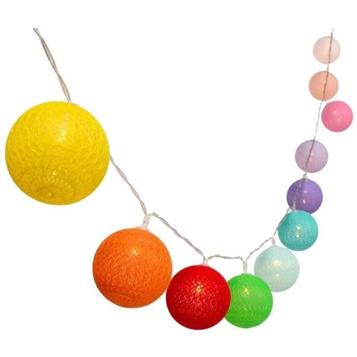 Ghirlanda di luce solare - LUMISKY - MIMY COLORS SOLAR - 3,80 m - Batuffoli di cotone - 10 lampadine - LED bianco caldo