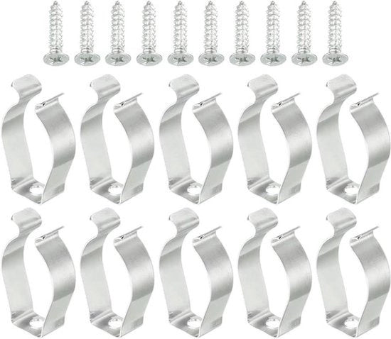 Sostegno per Lampade LED - Appoggio a U - Viti - Adatto per Lampade Fluorescenti - Viti - Lampada da Soffitto - Acciaio Pacchetto da 10.