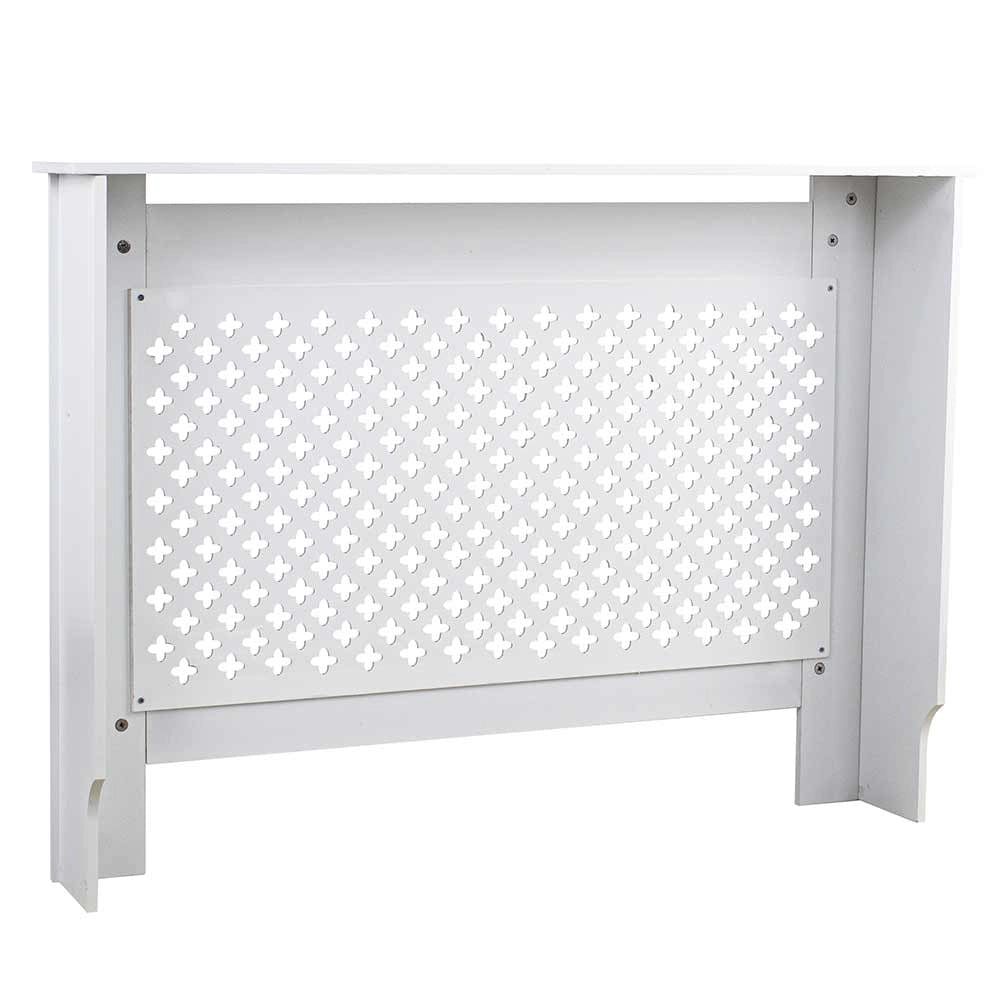 Copritermosifone in Legno MDF 112x19x82cm Copertura Radiatore Calorifero Bianco