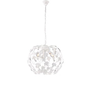 Lampadario Shabby Edera 3 Luci Ferro Battuto Bianco Con Foglie E Cristalli