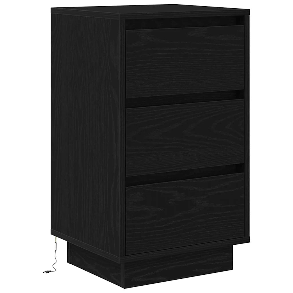 Comodino con Luci LED-Tavolino da notte Nero 38x34x65 cm