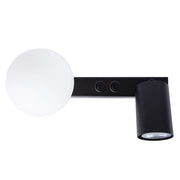 Applique moderna nera sfera vetro bianco G9+GU10 Tavira