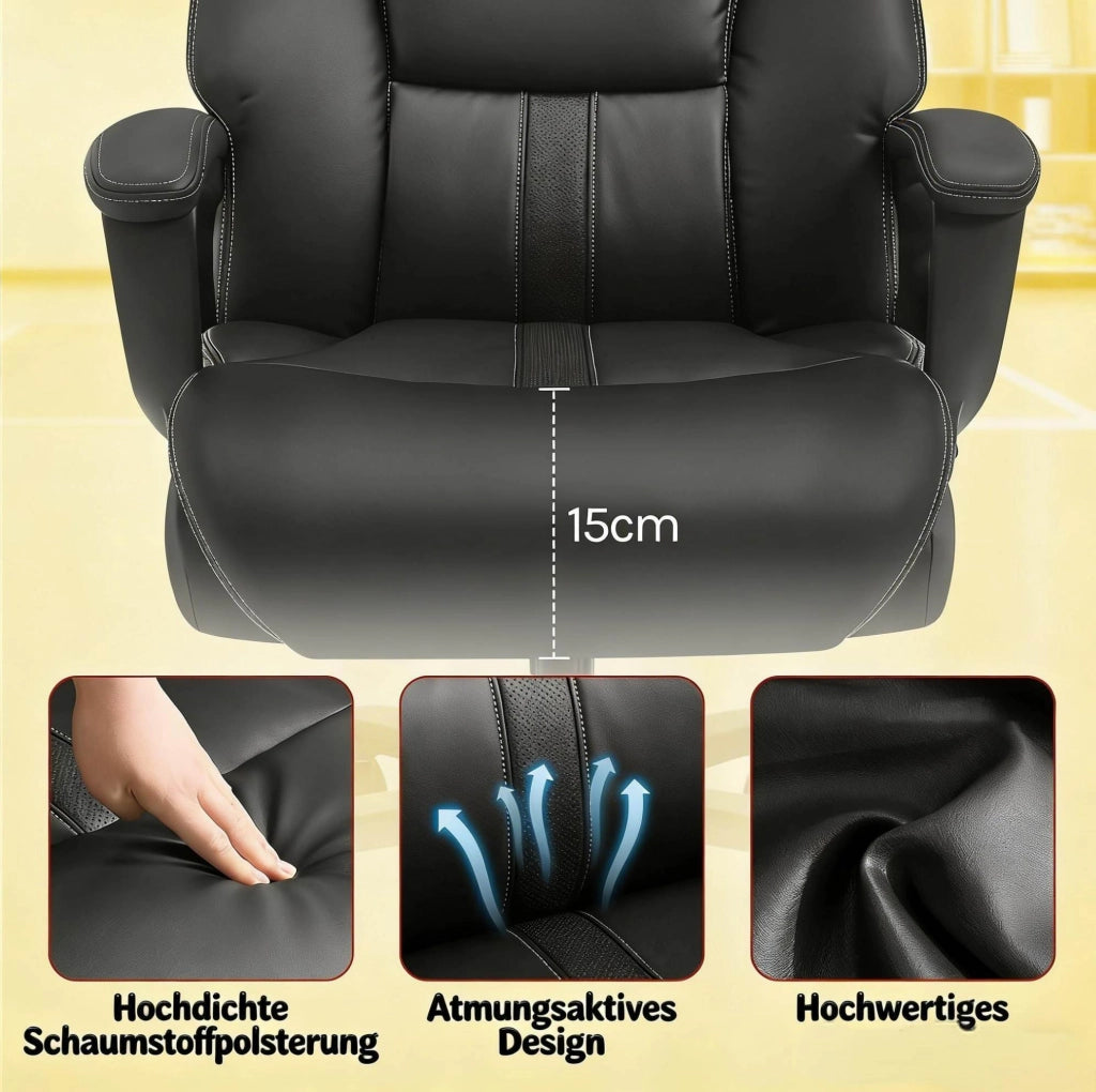 Sedia da ufficio ergonomica nera con supporto lombare