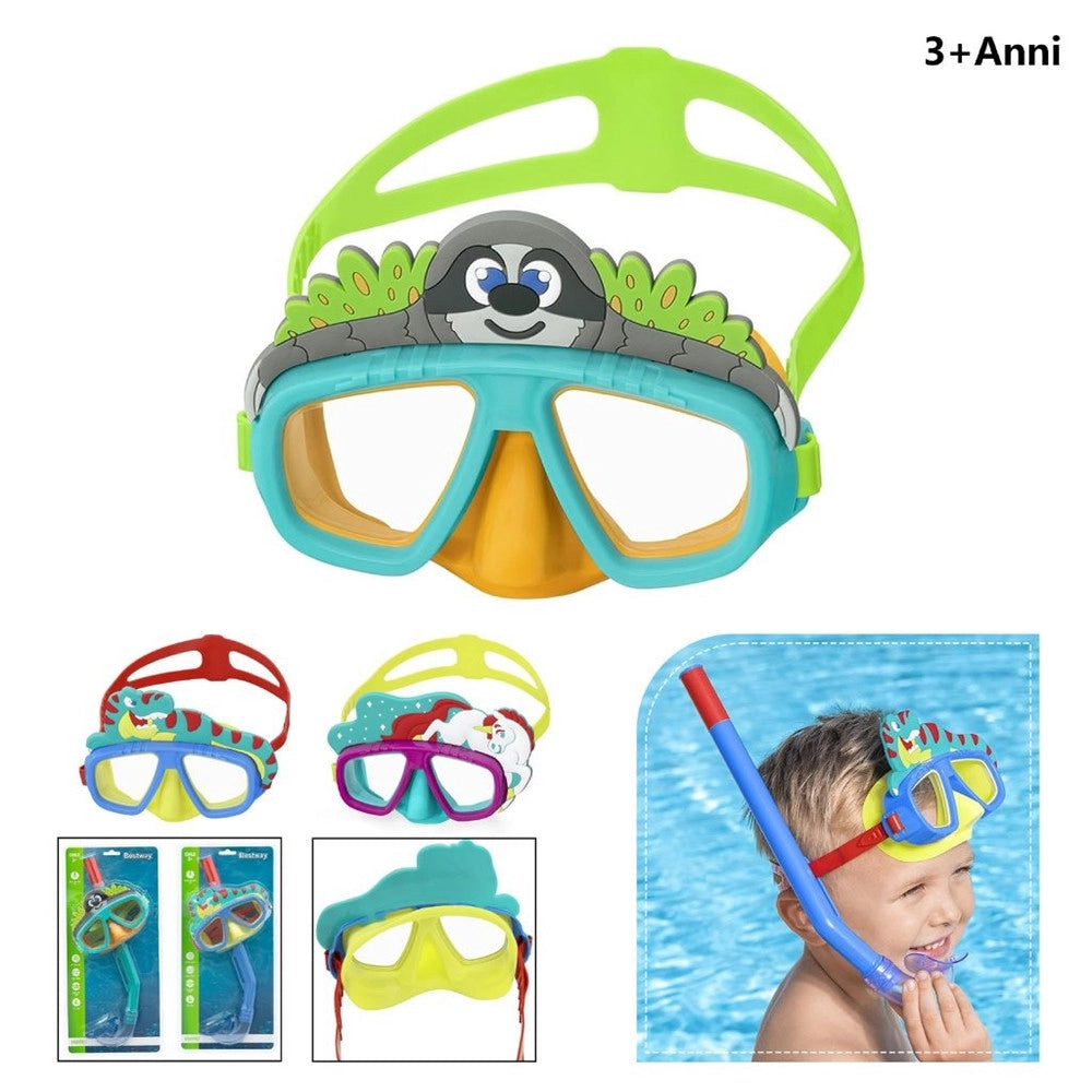 Trade Shop - Maschera Da Snorkeling Con Boccaglio Per Bambini Con Animaletti 3-6+ Anni 24059 -