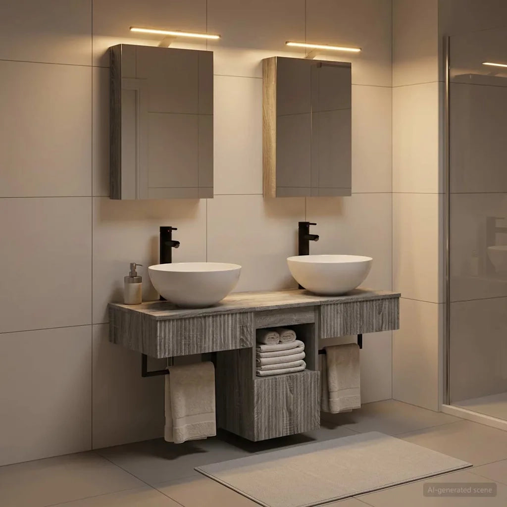 Set di Armadi da Bagno 5 pz Sonoma grigio Legno ingegnerizzato 3406276