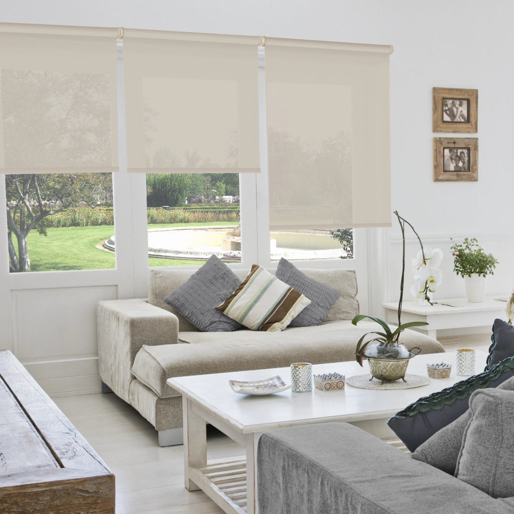 VIEWTEX Tenda a rullo Screen  10% Grado di apertura lino sabbia 180 x 250 cm - Made in Europe - 5 anni di garanzia