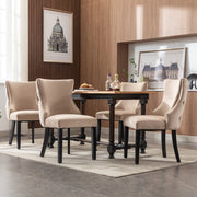 Sedie da Pranzo Imbottite in Velluto ¨C Xylo ¨C Beige, Gambe in Legno Massello, Set 4 Pezzi