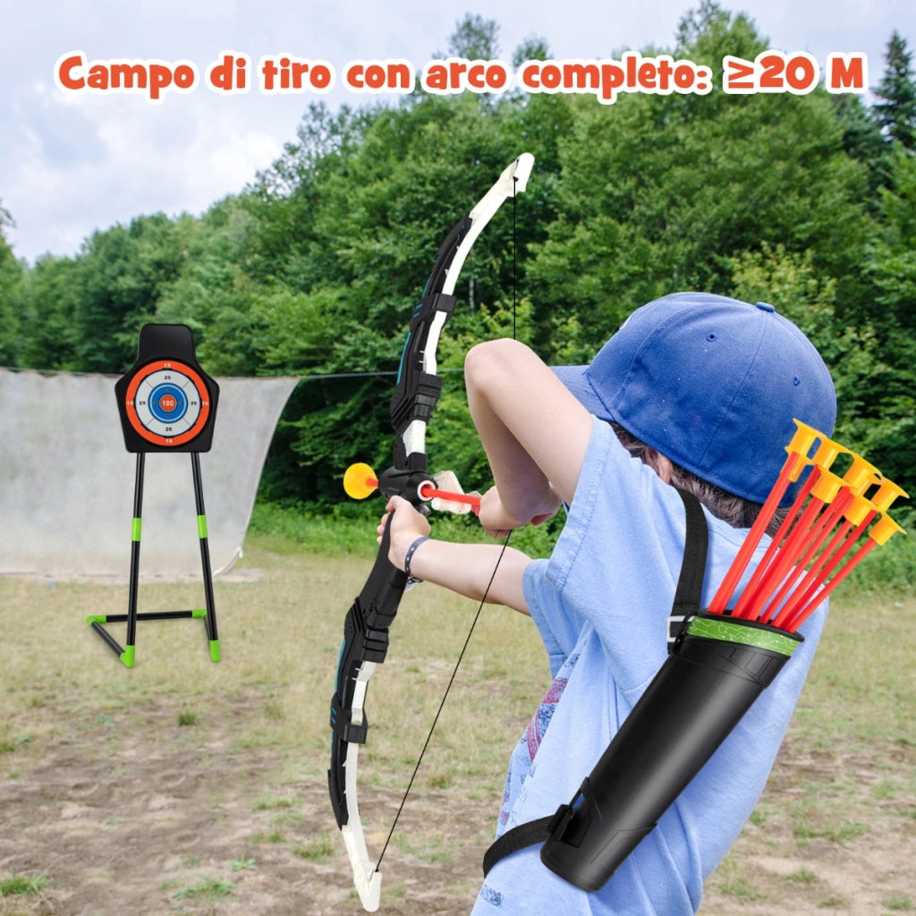 Set di 2 archi e frecce per bambini dai 3 anni in su, Set di giocattoli con arco frecce LED con 20 frecce a ventosa-Giocattoli sportivi