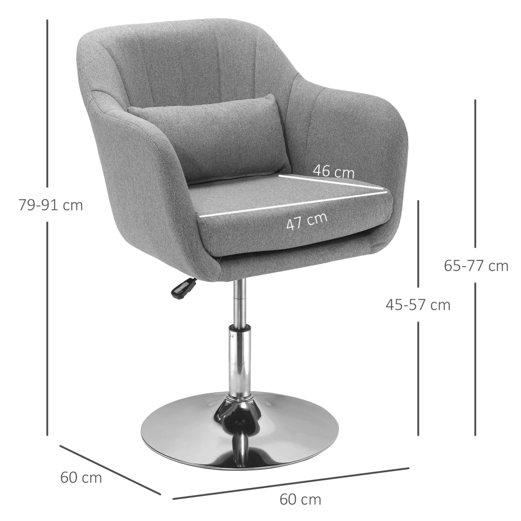 SEDIA Girevole regolabile in altezza 60x60x79-91 cm Grigio Poliestere