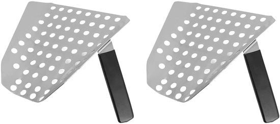 Frittoia 2 in 1 - Materiale in acciaio inossidabile - Manico singolo - Ideale per patatine/popcorn - Con fori - Progettazione duratura - Spatola