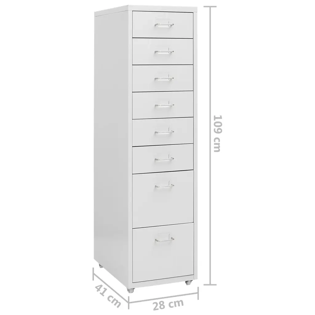 Schedario Mobile Grigio 28x41x109 cm in Metallo