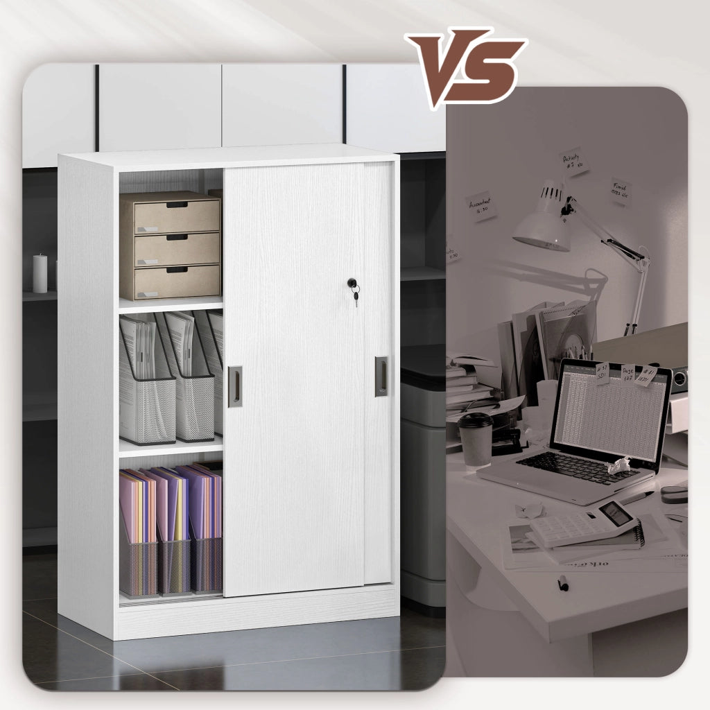 Armadio a 3 Ripiani con 2 Chiavi ¨C zephmum ¨C Bianco, Truciolato, 80x40x120 cm