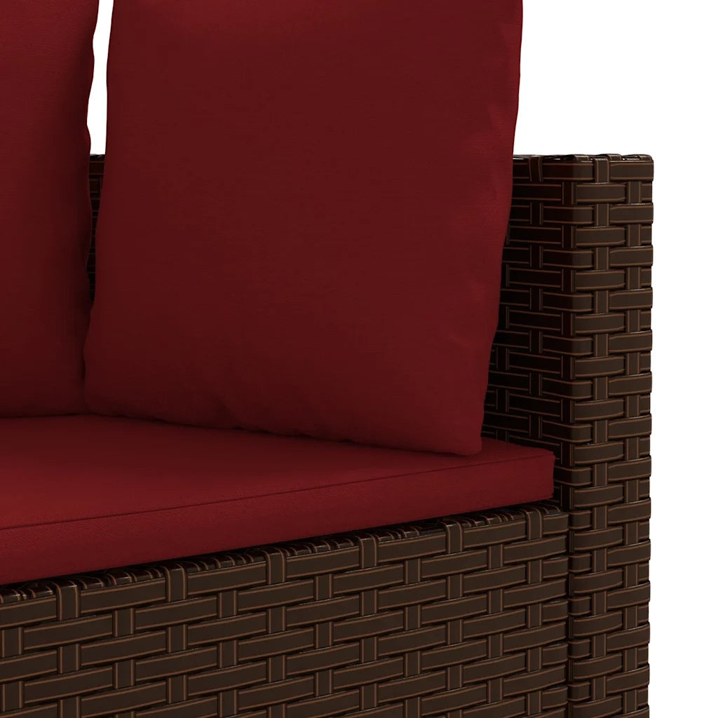 Set Divani da Giardino 9pz con Cuscini Marrone in Polyrattan