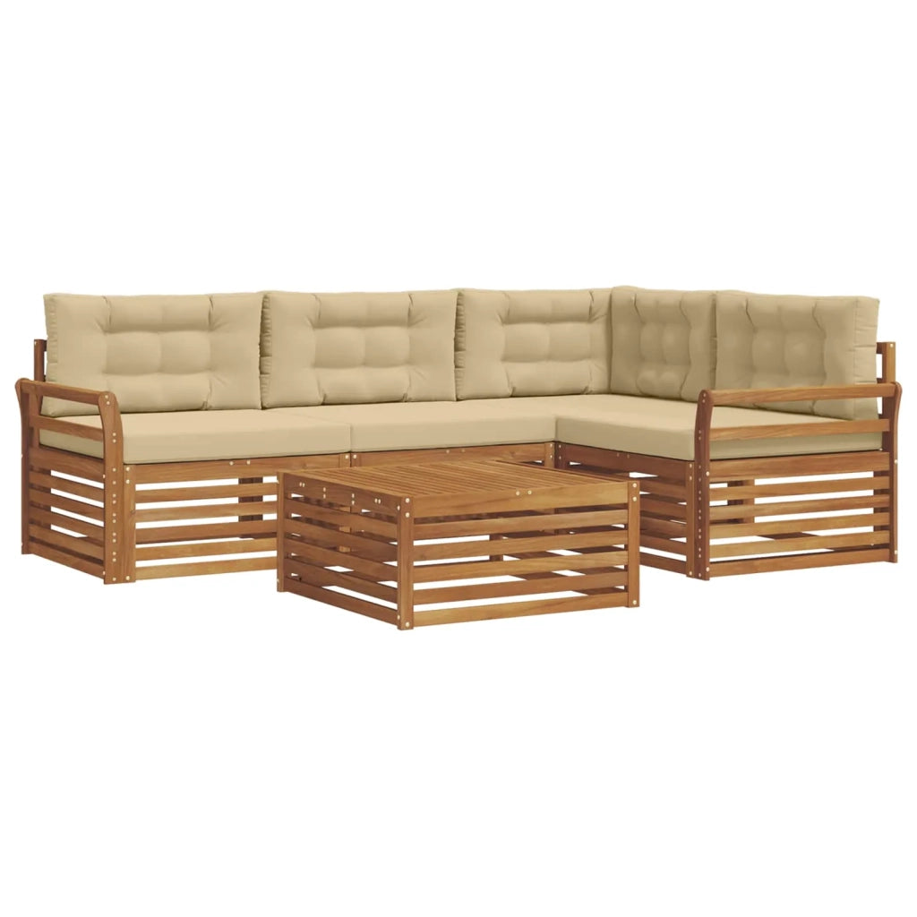 Set di divani da esterno con cuscino 5 pcs Naturale e Beige