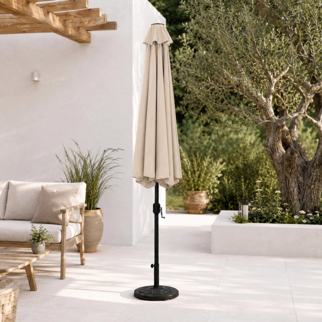 Parasole Quadrato Per Esterno Ombrellone Con Sistema A Manovella Copertura In Tessuto Poliestere Cotone Struttura Robusta In Acciaio Ideale Per Giardino Cortile Terrazza Piscina Area Living 3x3 Metri Tortora