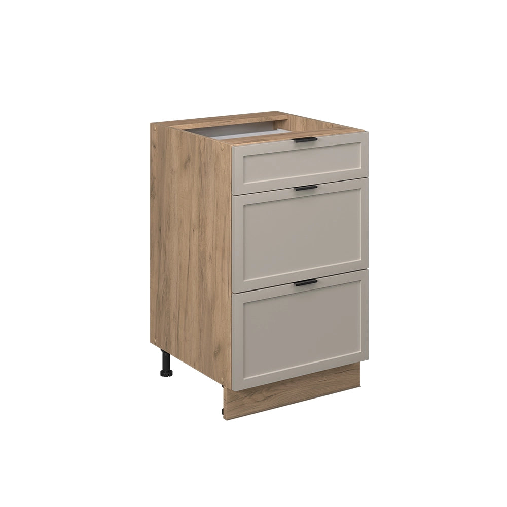 Mobiletto base per cucina Fame-Line GrigioBeige/Rovere dorato 50 cm senza piano di lavoro Vicco