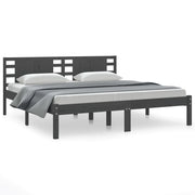 Letto matrimoniale | Letto per adulti | Giroletto Grigio in Legno Massello di Pino 200x200 cm