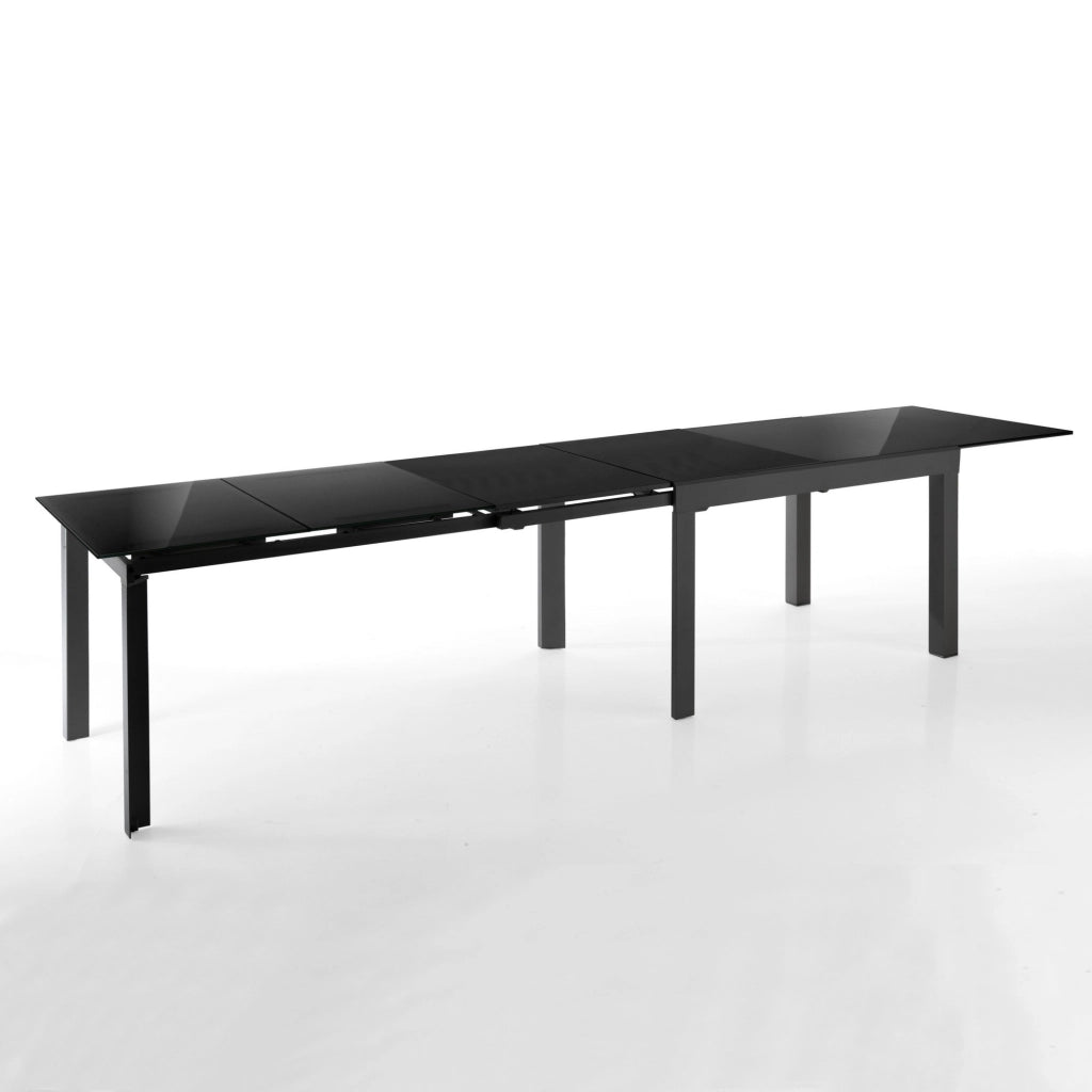 Tavolo allungabile in vetro temprato nero cm. H.75 x P.83 x L.120