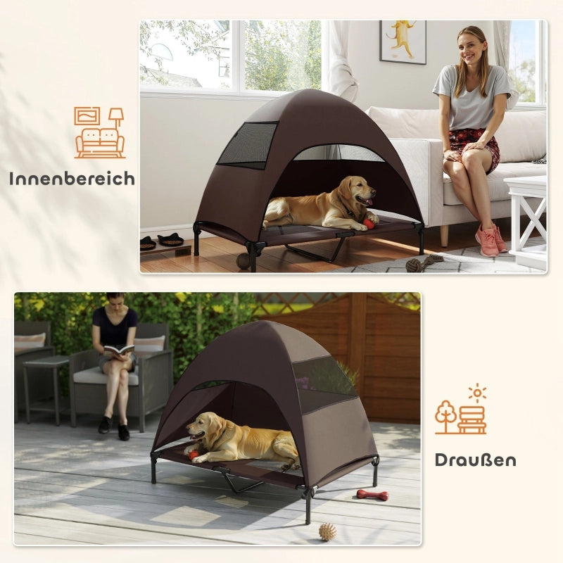CUCCIA per cani rialzata con tettuccio 106x76x99 cm Coffee