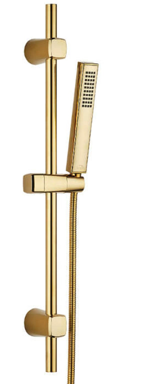 Set doccia saliscendi oro – doccetta a pioggia, sistema anticalcare e design minimalista