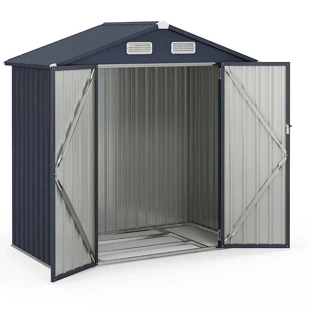 Capannone da esterno 193 x 108 x 196 cm con serratura e ventilazione design moderno in acciaio zincato grigio scuro 20_0009827